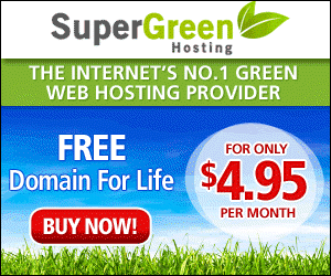 Green web hosting, free domain for life.